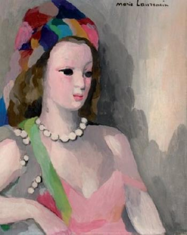 Jeune fille au collier de perles et au turban by Marie Laurencin