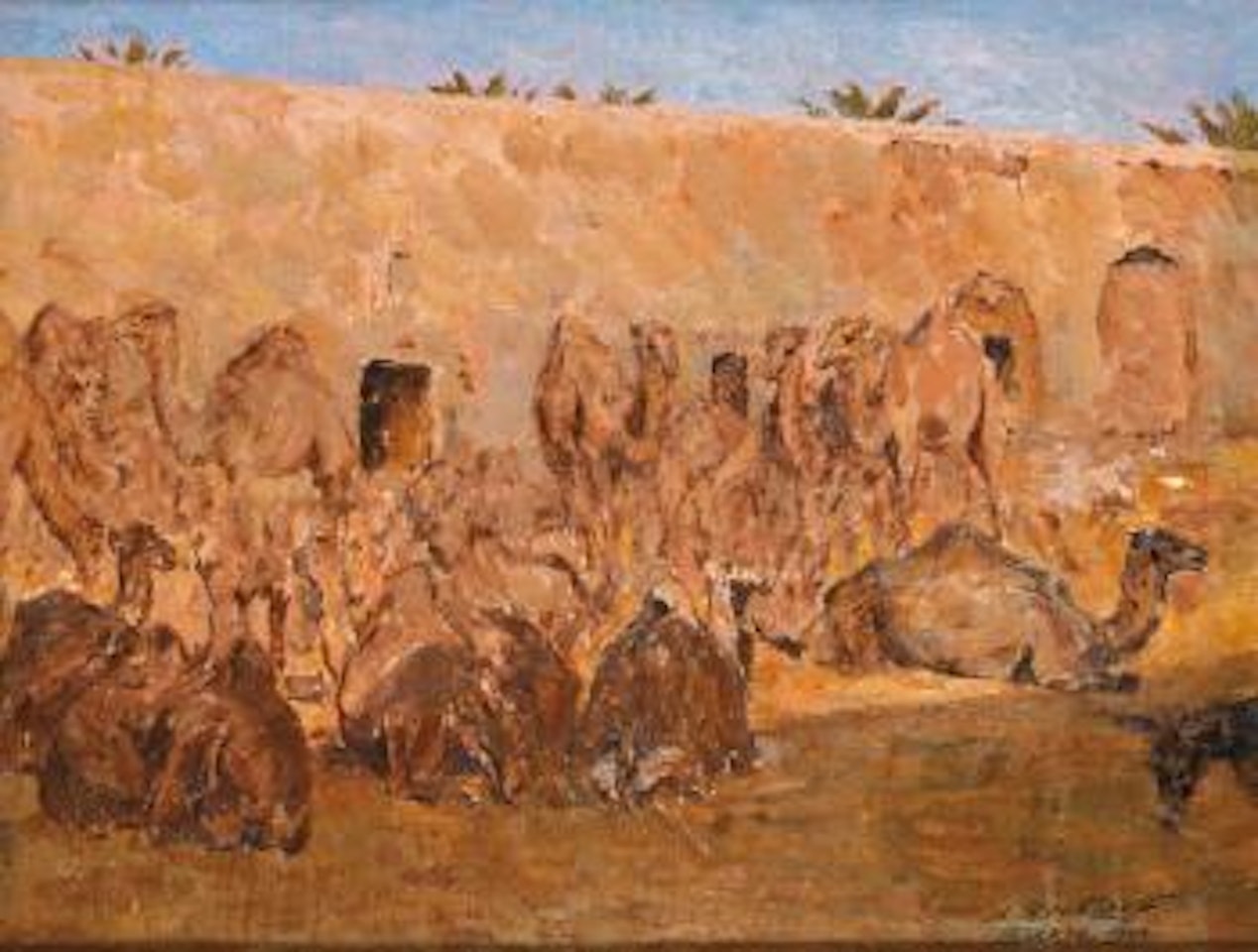 Halte de Dromadaires a Biskra by Alexandre Roubtzoff