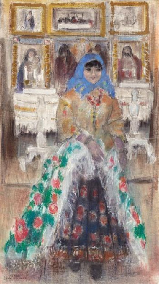 Russian girl in the Czar's chapel by Leon Gaspard