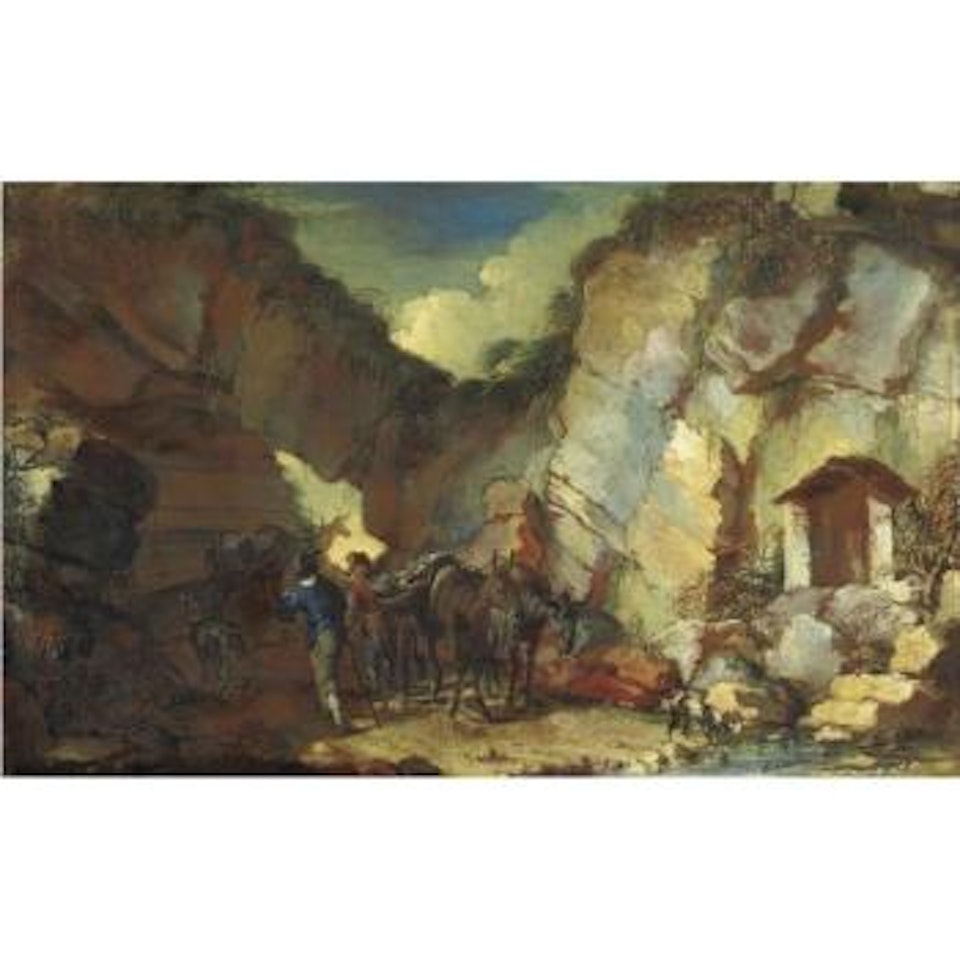 A Southern Landscape With Herdsmen And Cattle Resting By A Stream by Cornelis de Wael