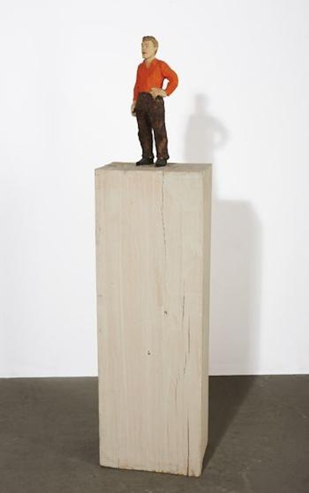 Man in Orange Shirt by Stephan Balkenhol