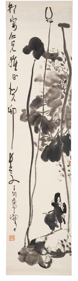 Two birds in lotus pond by Ding Yanyong