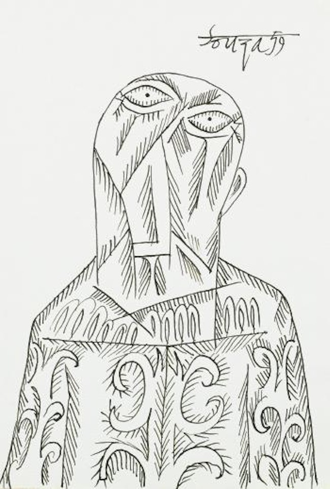 Elderly gentleman. Figure with patterned tunic by Francis Newton Souza