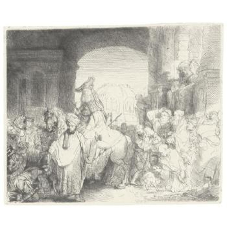 The Triumph Of Mordecai (Bartsch, Hollstein 40, Hind 172; Bjorklund & Barnard 41-1) by Attributed to Rembrandt Harmensz van Rijn