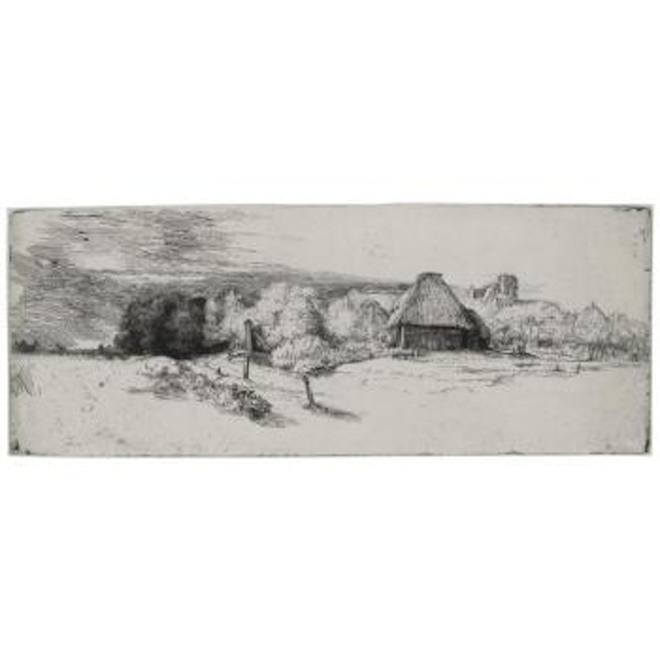 Landscape With Trees, Farm Buildings And A Tower (B., Holl. 223; H. 244; Bb. 50-4) by Attributed to Rembrandt Harmensz van Rijn