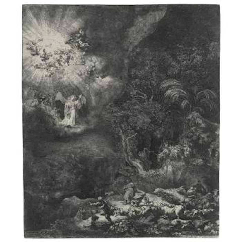 The Angel Appearing To The Shepherds (B., Holl. 44; H. 120; Bb. 34-J) by Attributed to Rembrandt Harmensz van Rijn