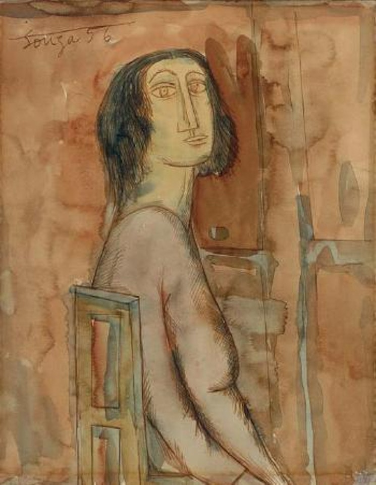Untitled (After Modigliani's Portrait of Margherita) by Francis Newton Souza