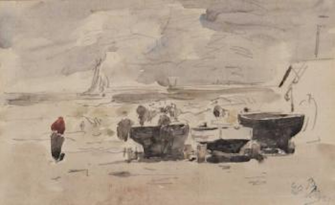 Barques sur le grève by Eugène Boudin