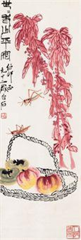 Amaranth, Crickets, Persimmon and Peaches by Qi Baishi