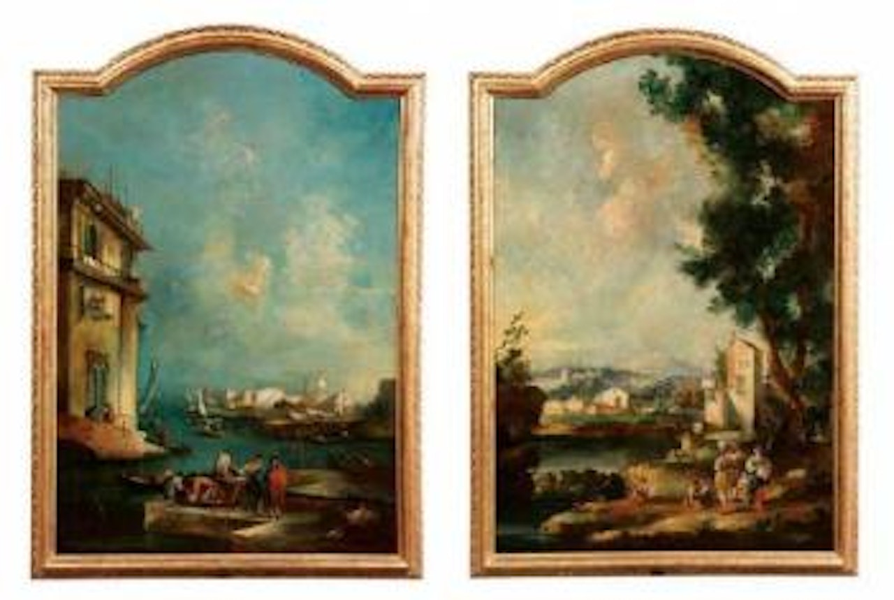 Capriccio lagunare. Paesaggio con lavandaie by Francesco Guardi by Francesco Zuccarelli