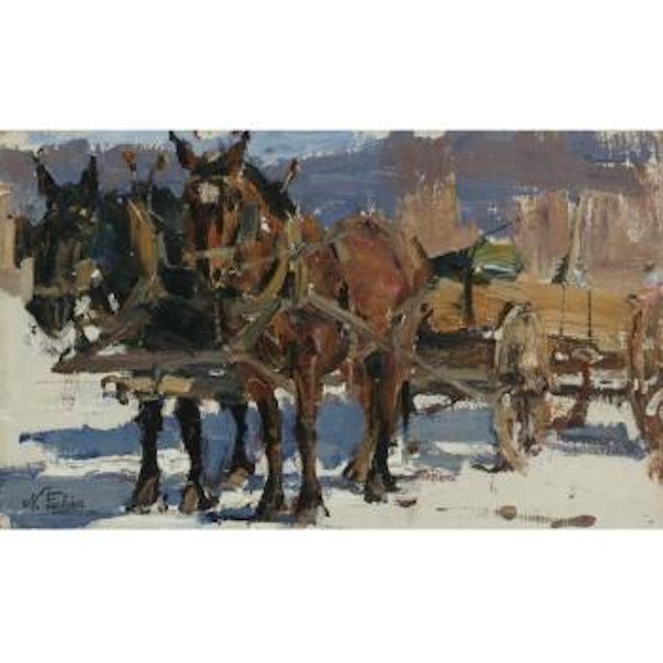 Team And Wagon by Nicolai Fechin