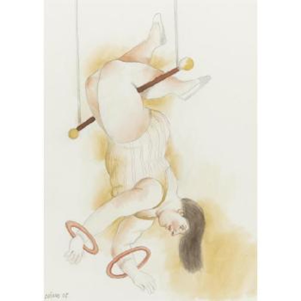 Woman On Trapeze With Hoops by Fernando Botero