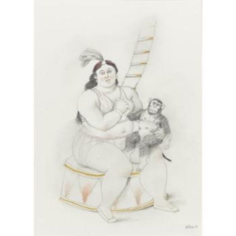 Woman With Monkey by Fernando Botero