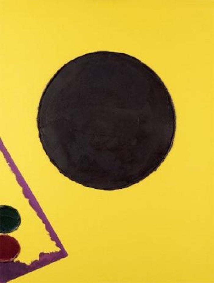 Composition au cercle noir sur fond jaune by Luis Feito
