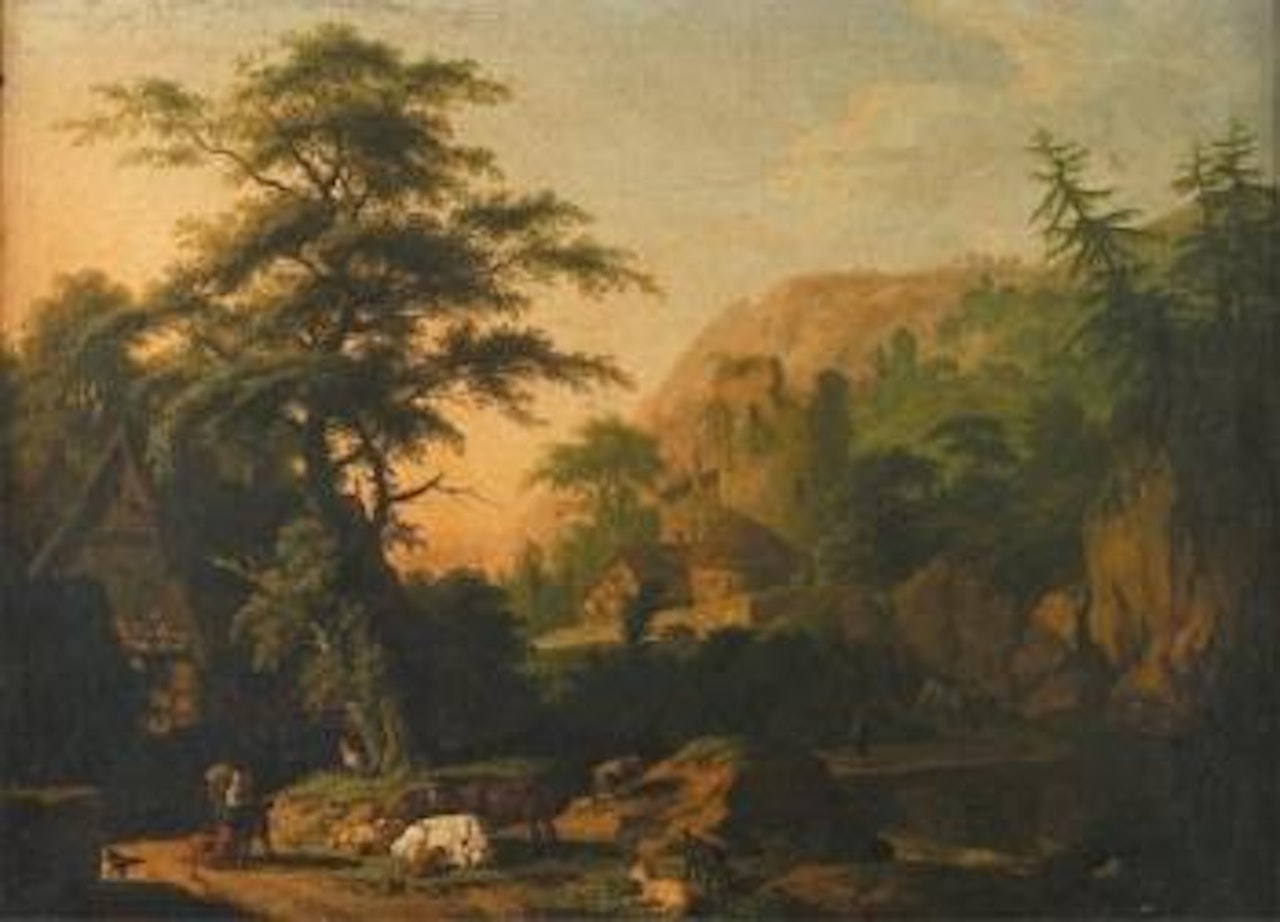 Paysage de montagne et troupeau by Jacob Philipp Hackert