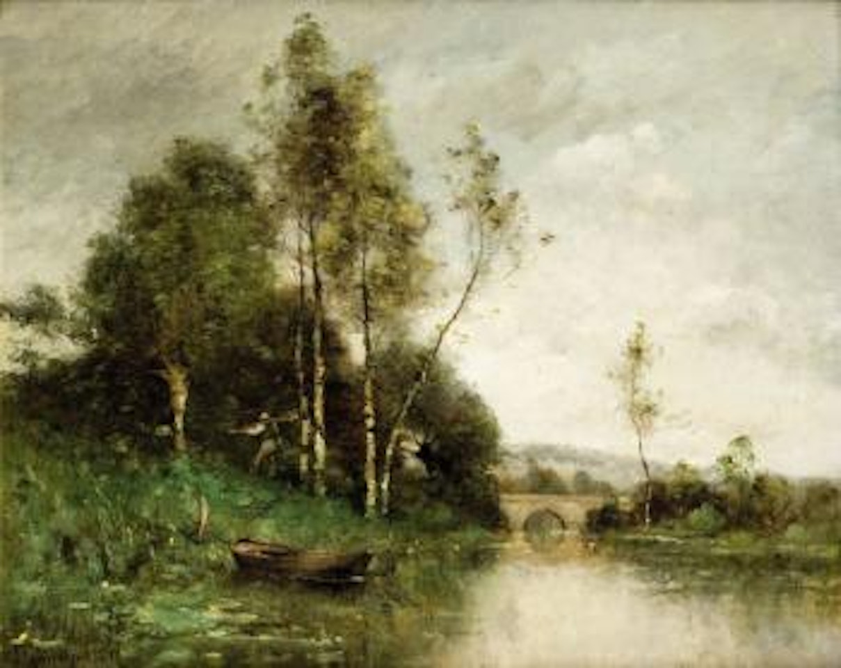 Bord de rivière avec un personnage by Paul Désiré Trouillebert