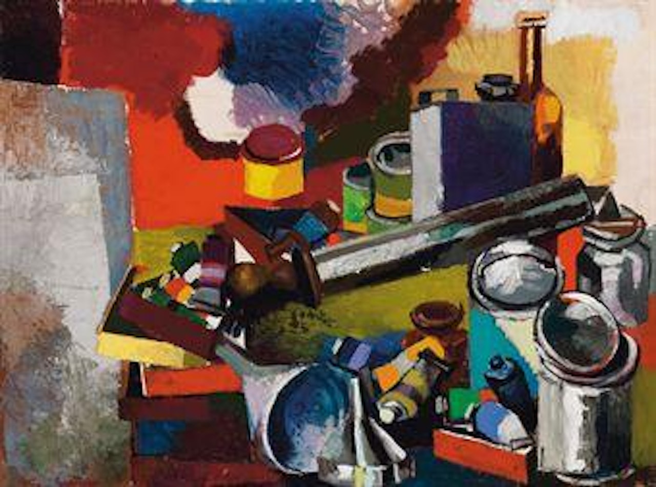 Tavolo e oggetti nello studio by Renato Guttuso