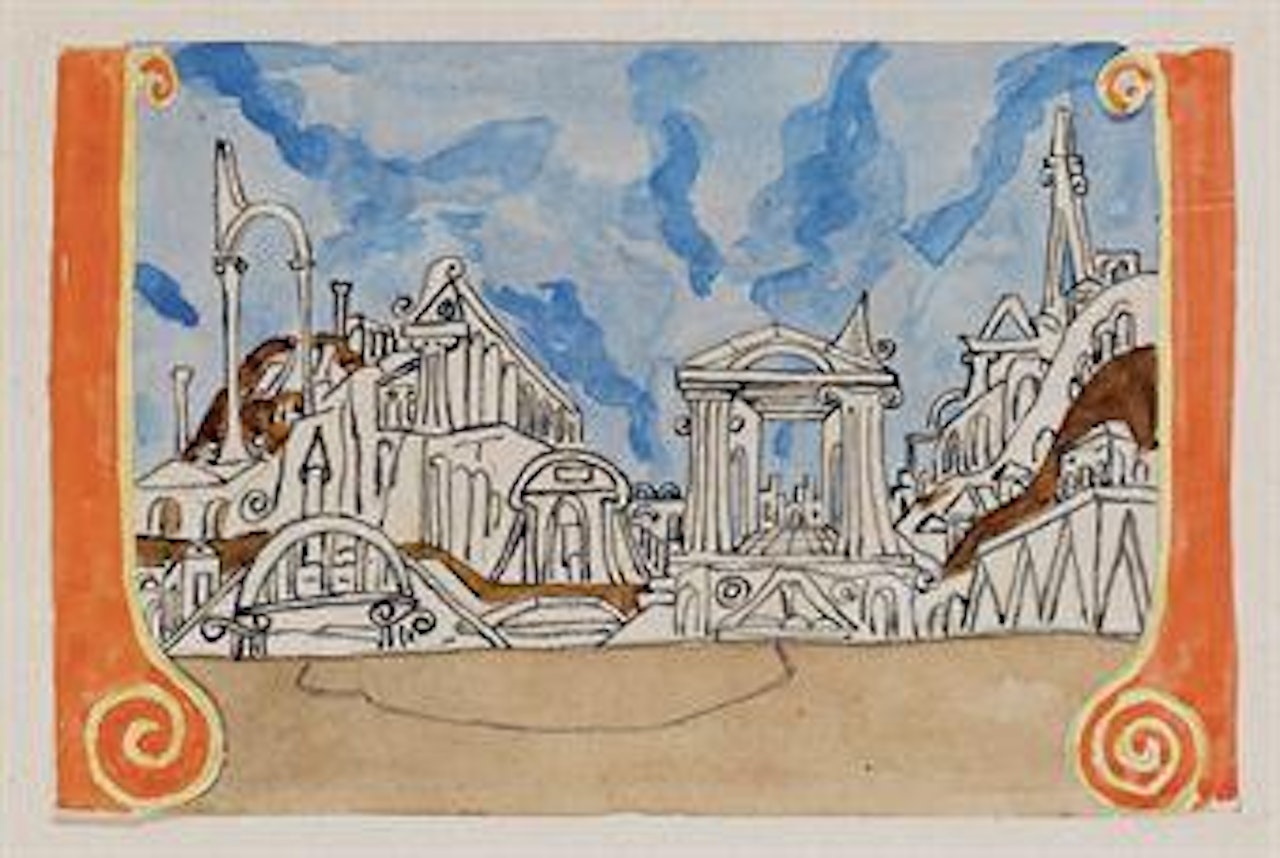 Bozzetto per Anfione (quinta laterale) by Giorgio de Chirico