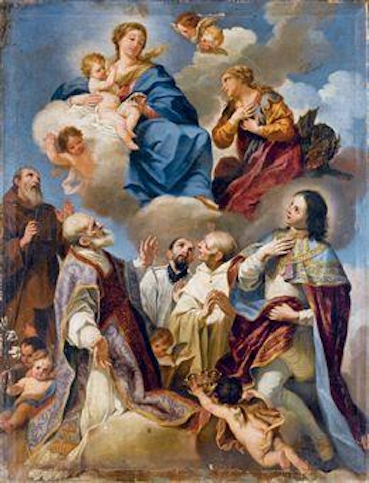 Madonna col Bambino e santa Margherita, e i Santi Antonio, Filippo Neri, Ignazio, Bernardo Tolomei, e il Beato Amedeo di Savoia by Roman School