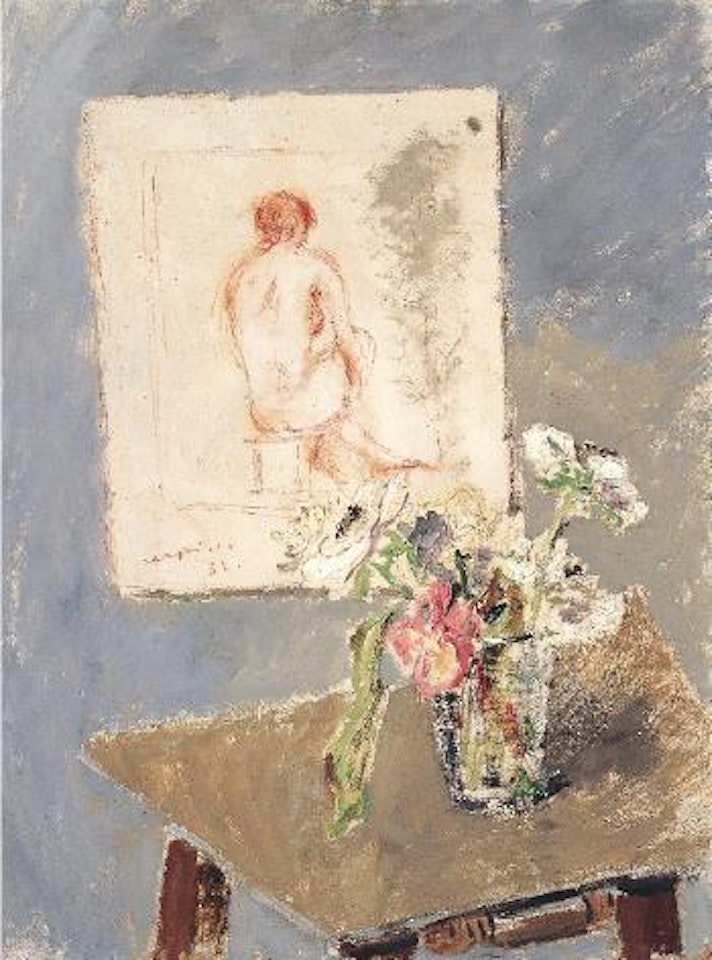 Vaso di fiori in un interno by Filippo de Pisis