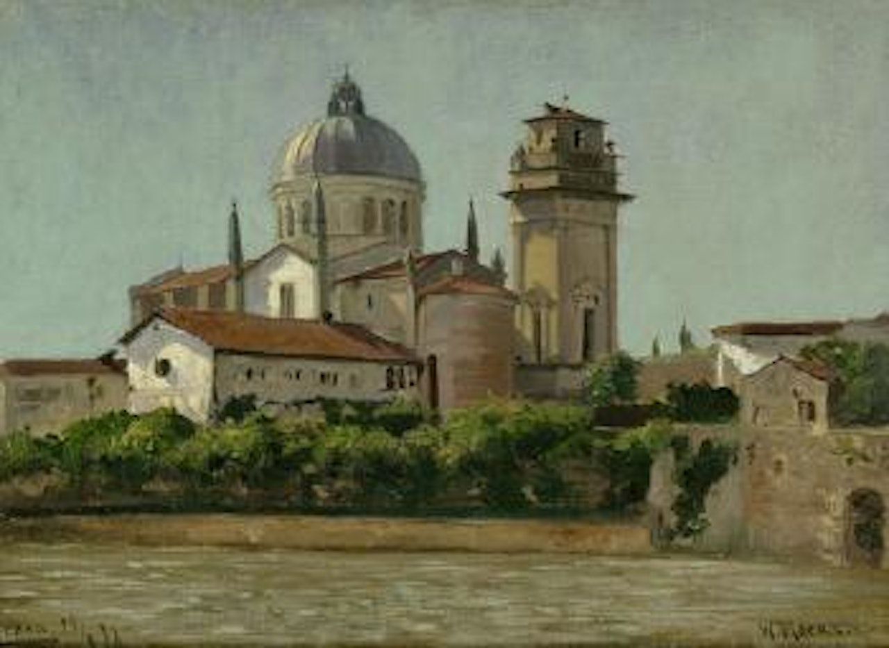 Blick auf dir Kirche San Giorgio in Braida, Verona by Walter Moras
