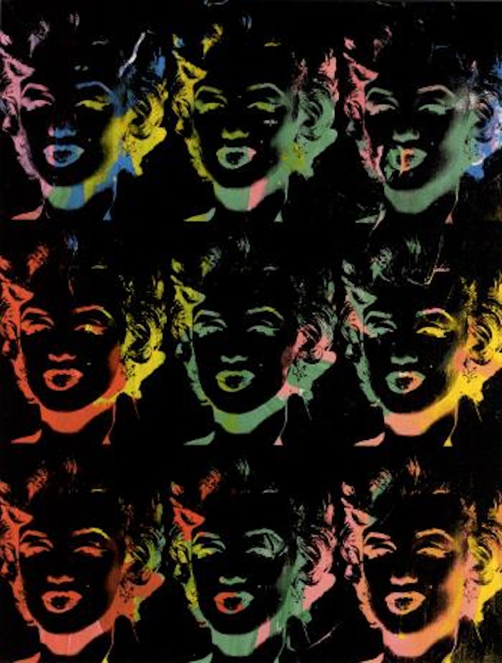 Nine Multicoloured Marilyns (Reversal Series) by Andy Warhol