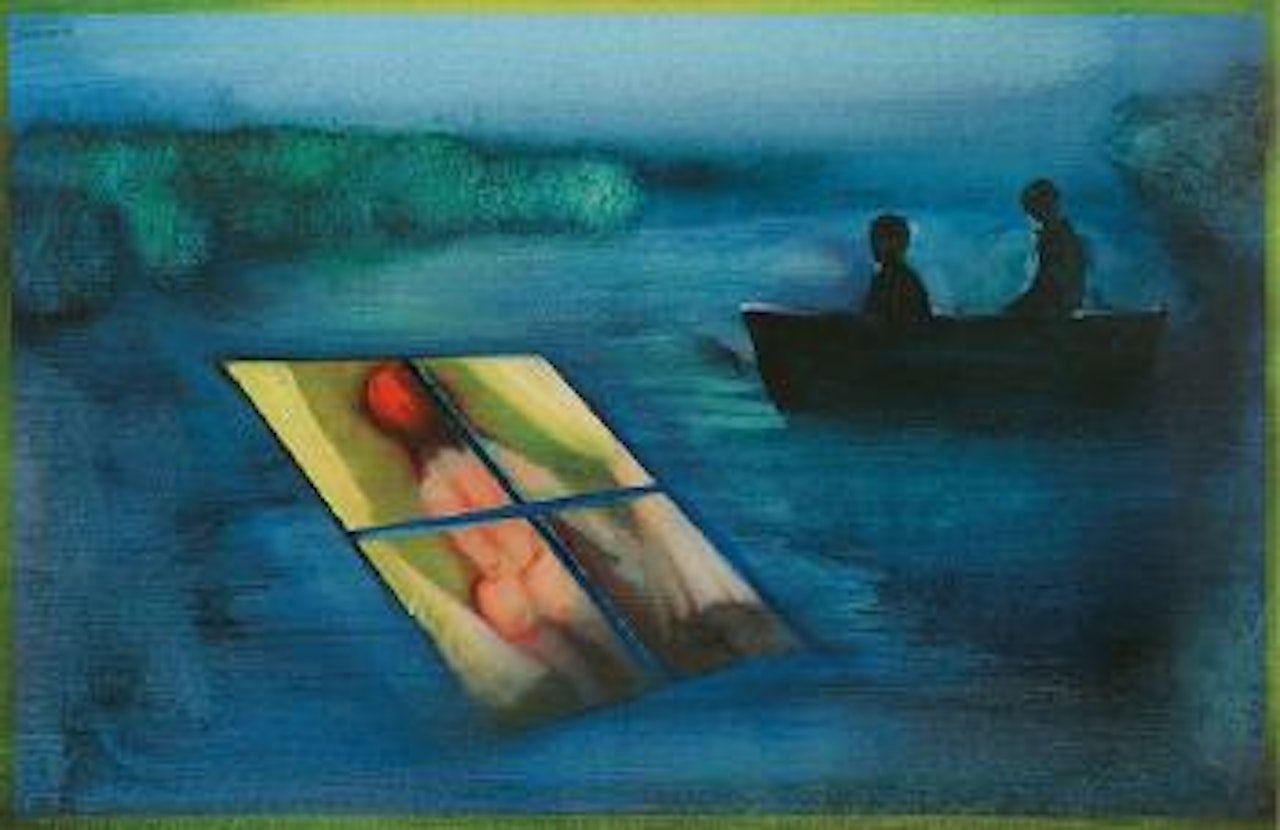 Nude through the night window by Charles Blackman