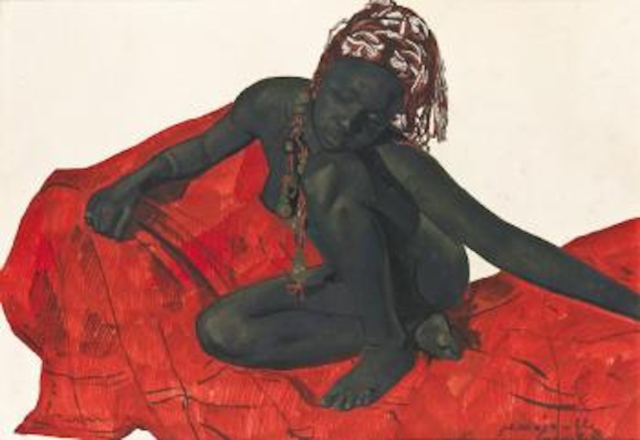Nu étendu sur une couverture rouge by Jacques Majorelle
