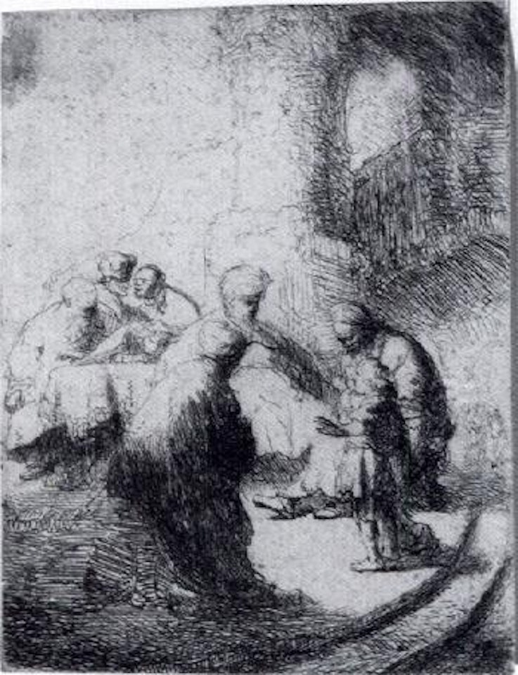 Jesus als Knabe unter den Schriftgelehrten (kleine Platte) by Attributed to Rembrandt Harmensz van Rijn