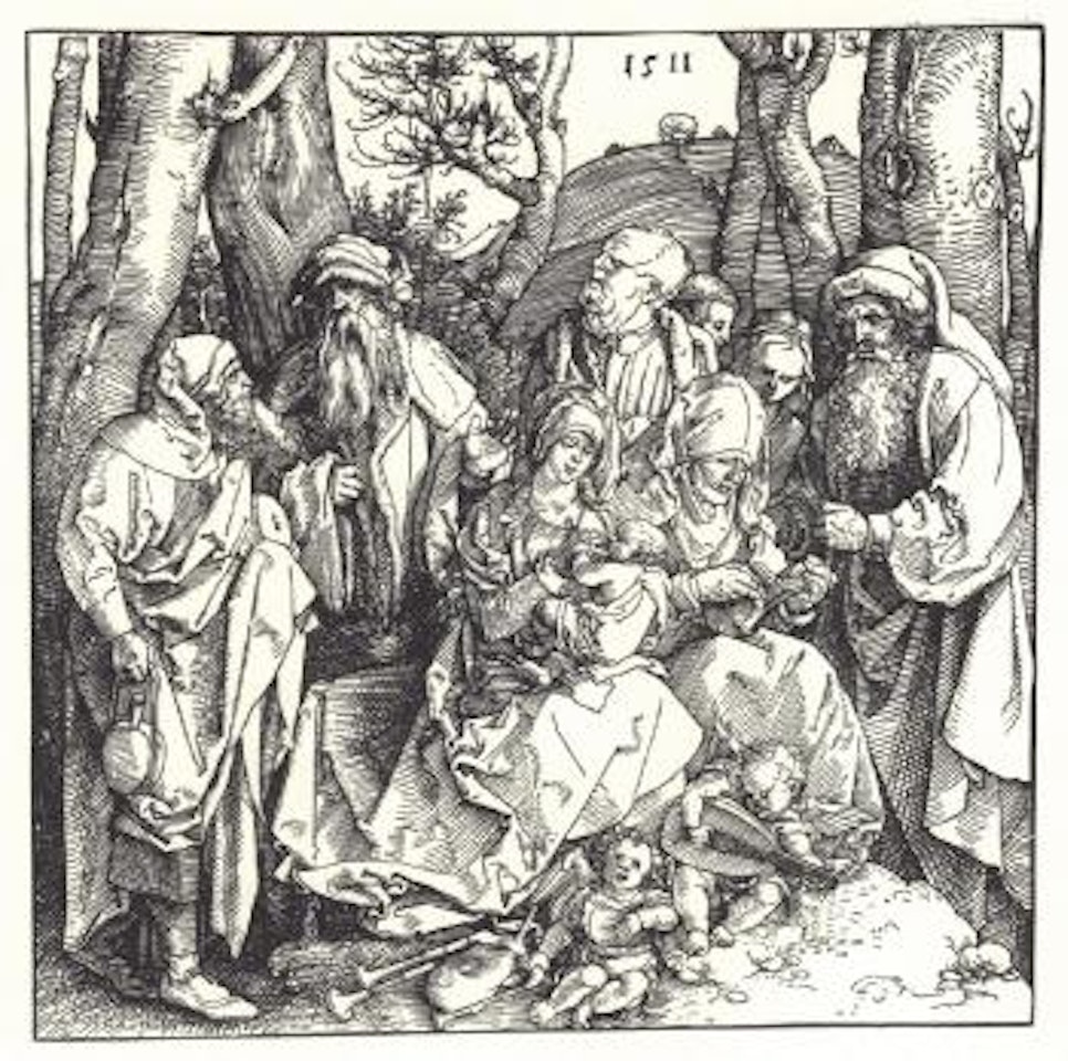 Die Heilige Sippe mit den zwei musizierenden Engelknaben by Albrecht Dürer
