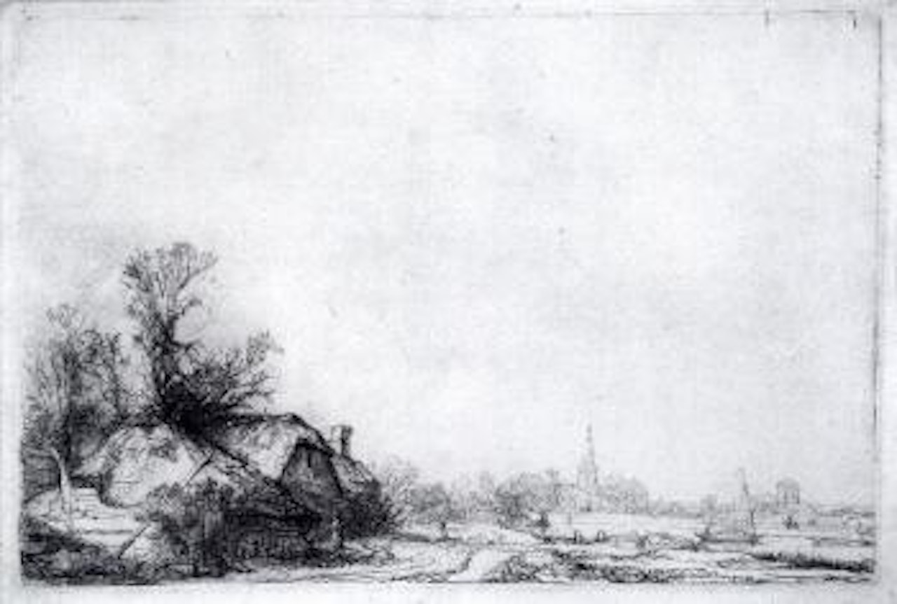 Die Hutten am Kanal by Attributed to Rembrandt Harmensz van Rijn