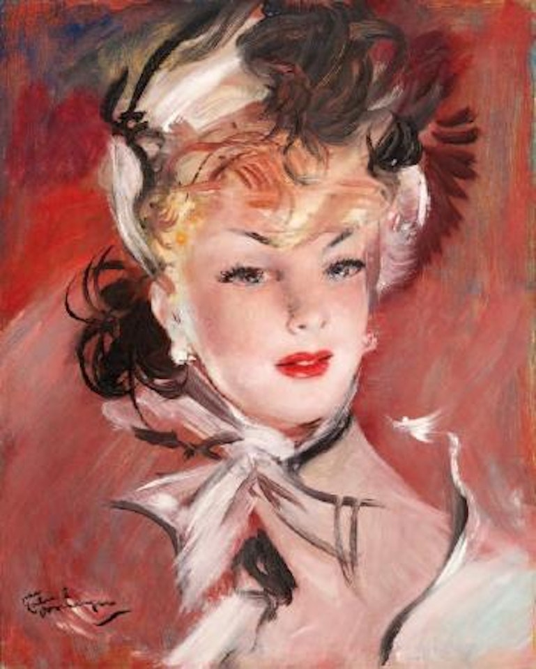 Elégante à la plume by Jean Gabriel Domergue