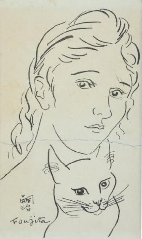 Femme et chat by Leonard Tsuguharu Foujita
