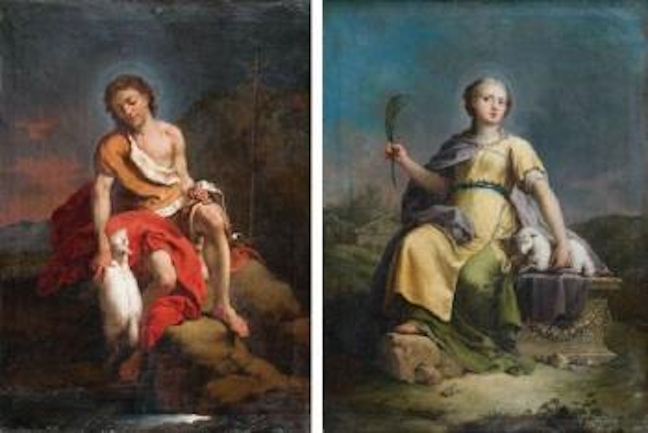 Sainte Agnès et Saint Jean-Baptiste by Italian School