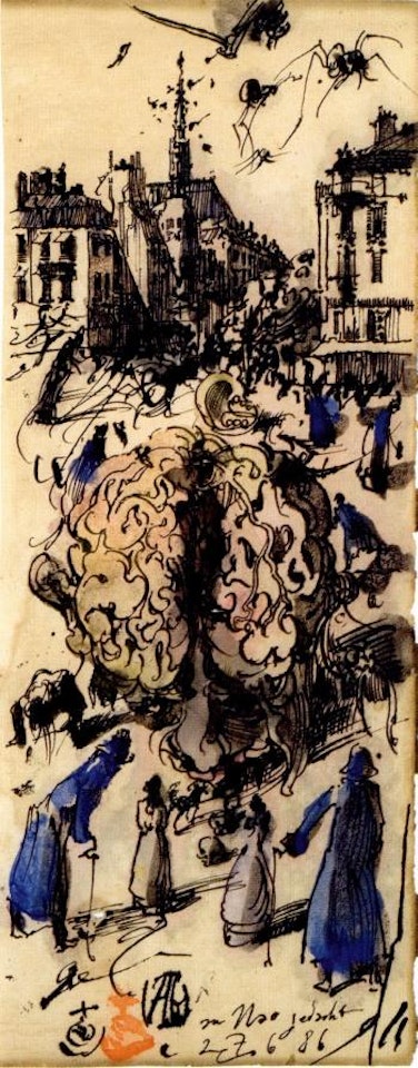Zu Uso gedacht (Hirn in Paris) 27.6.86 by Horst Janssen