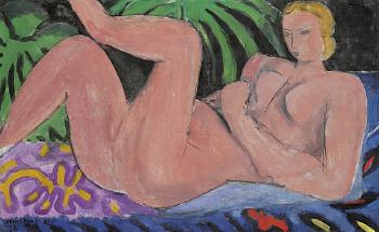 Nu au feuillage vert, fond noir by Henri Matisse