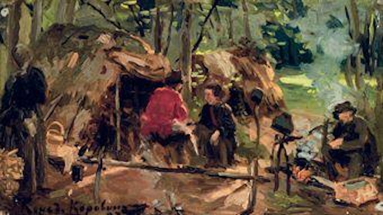 By the campfire by Konstantin Alekseevich Korovin