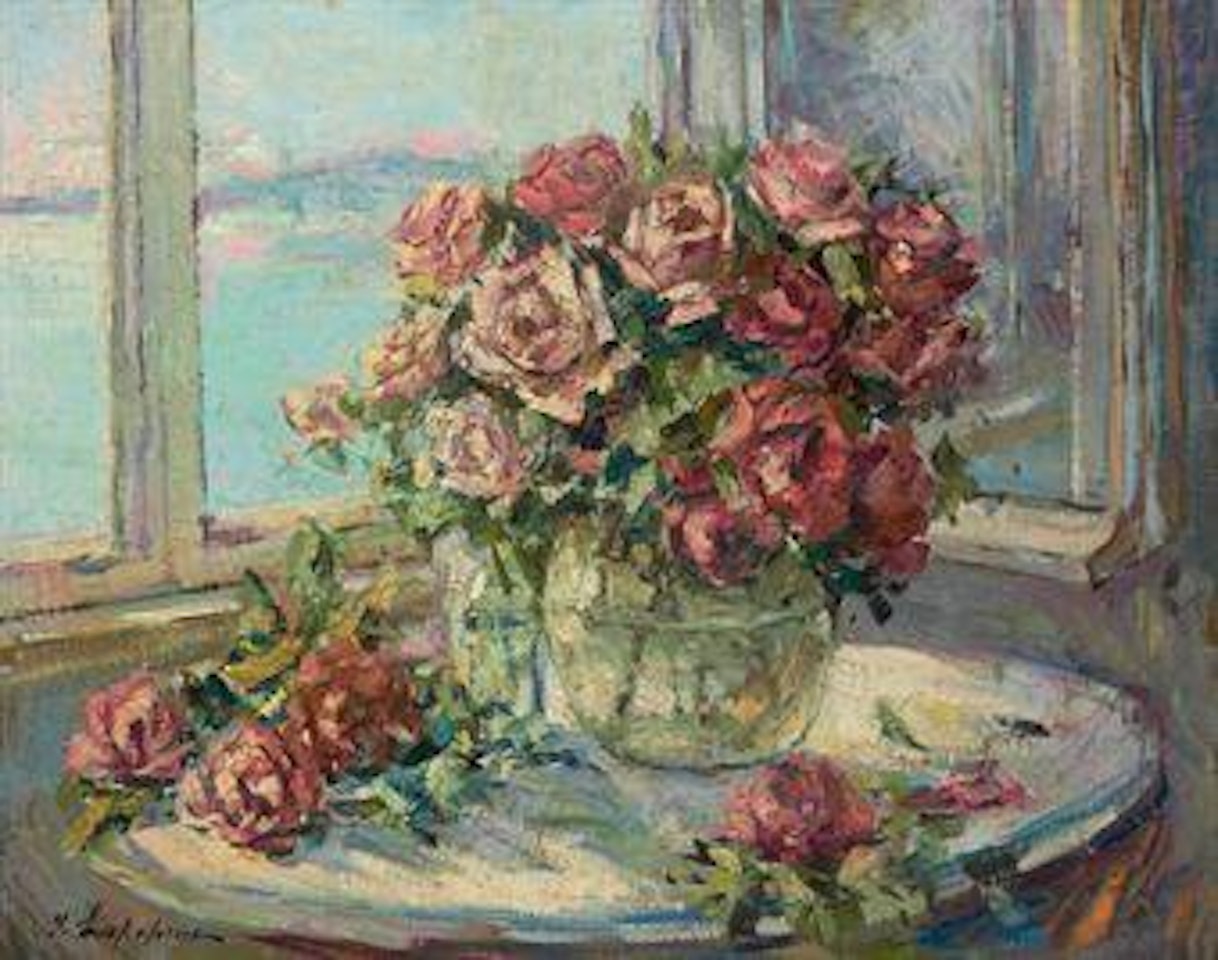 Still life with roses by Georgij Aleksandrovic Lapschin