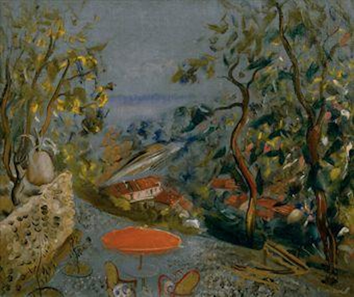 Red umbrella by Boris Grigoriev