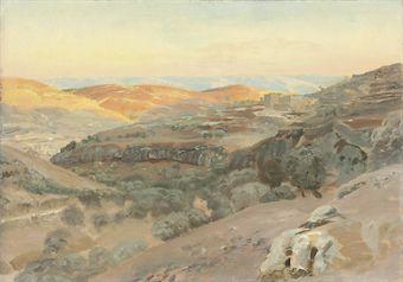 View towards the mountains of Moab from Jerusalem by Gustav Bauernfeind