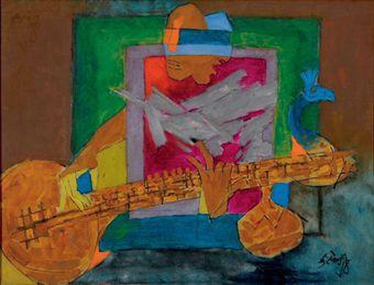 Untitled (Veena Player) by M.F. Husain