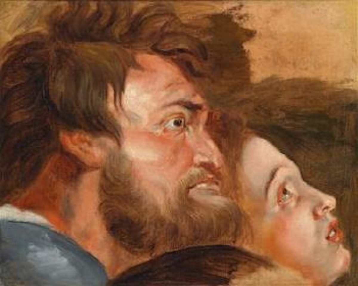 Study of three heads looking upwards by Peter Paul Rubens