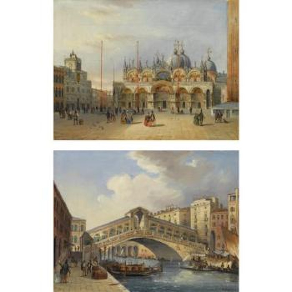 The Rialto & San Marco, Venice; A Pair by Carlo Grubacs