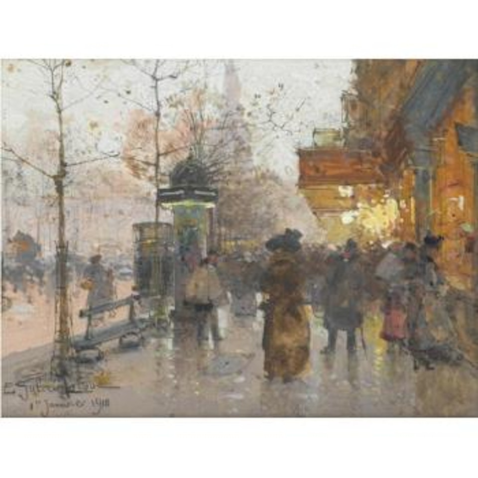 Les Grands Boulevards Le Jour De L'an by Eugene Galien-Laloue