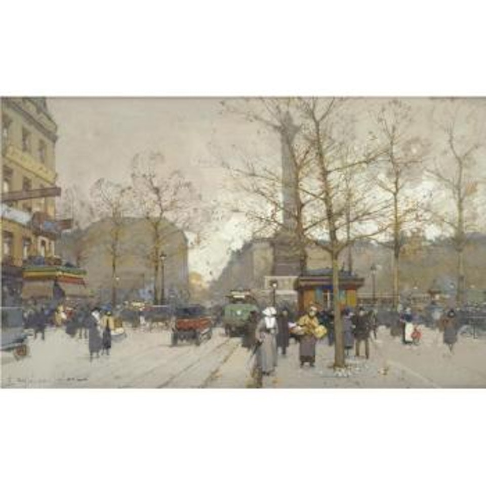 Place De La Bastille by Eugene Galien-Laloue