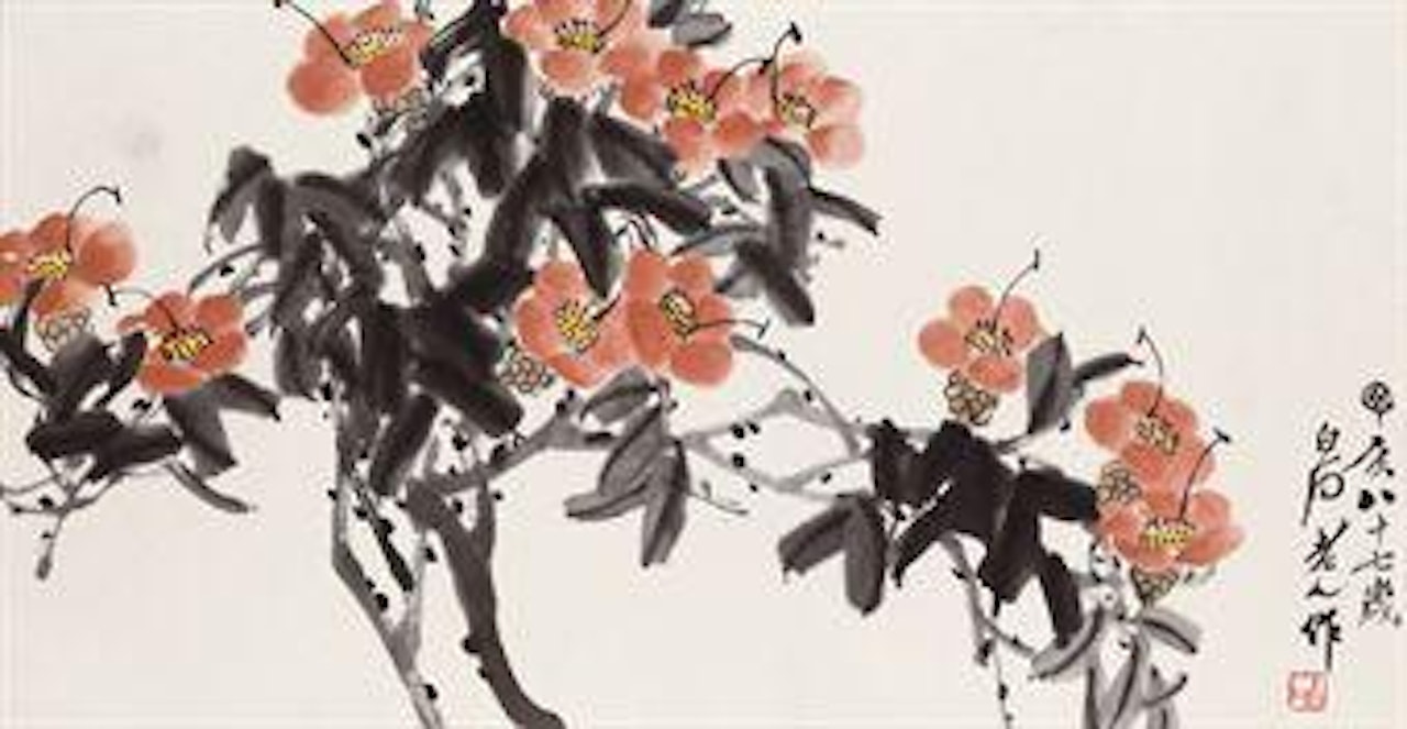 Red Camellia by Qi Baishi