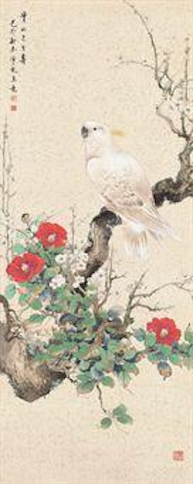 Camellia and Parrot by Yan Bolong