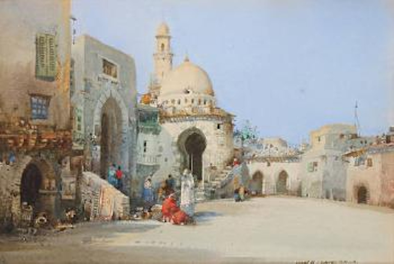 A Middle Eastern square and traders by Noel Harry Leaver