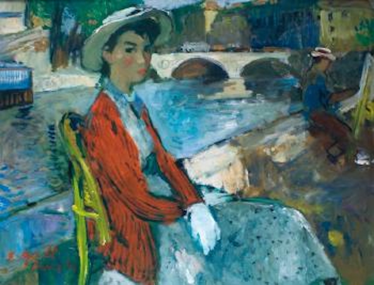 Jeune filles assis en bord de Seine, Paris by François Gall