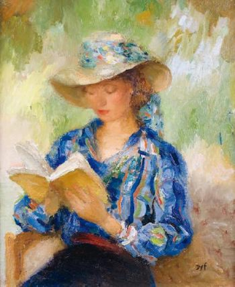 Jeune femme à sa lecture by Marcel Dyf